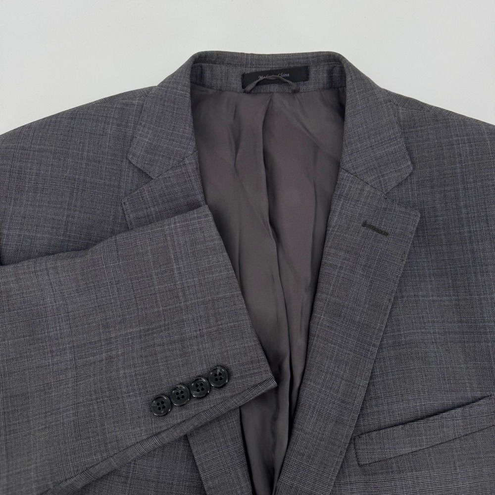 Joseph Abboud Mens 44R Gray Glen Plaid Two Button Blazer Suit Jacket